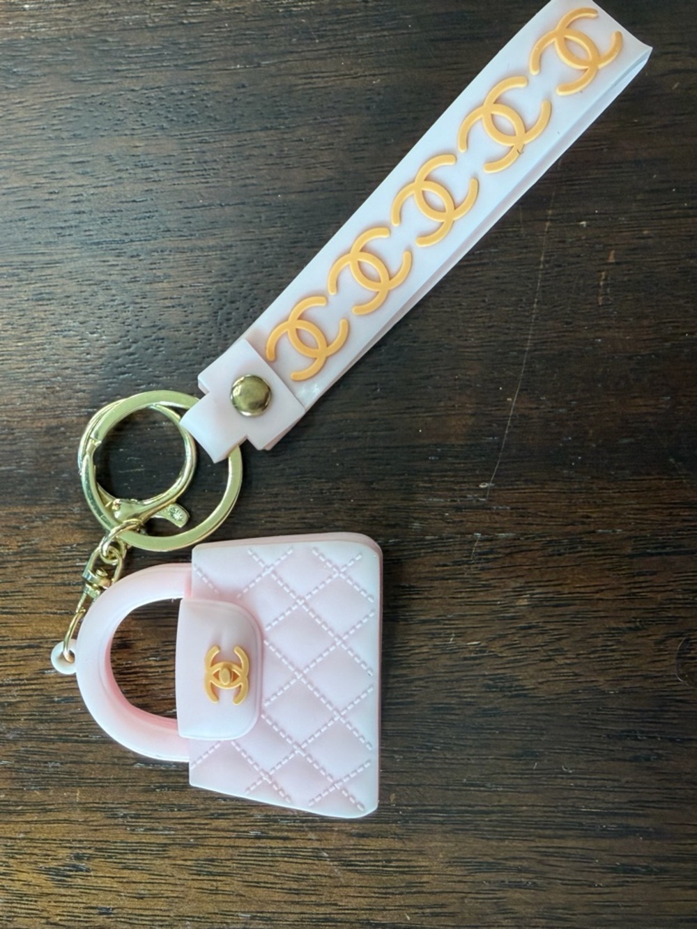 CHANEL Light Pink Silicone CC-Link Wristlet Key Holder with Gold Hardware(used) - Picture 3 of 4